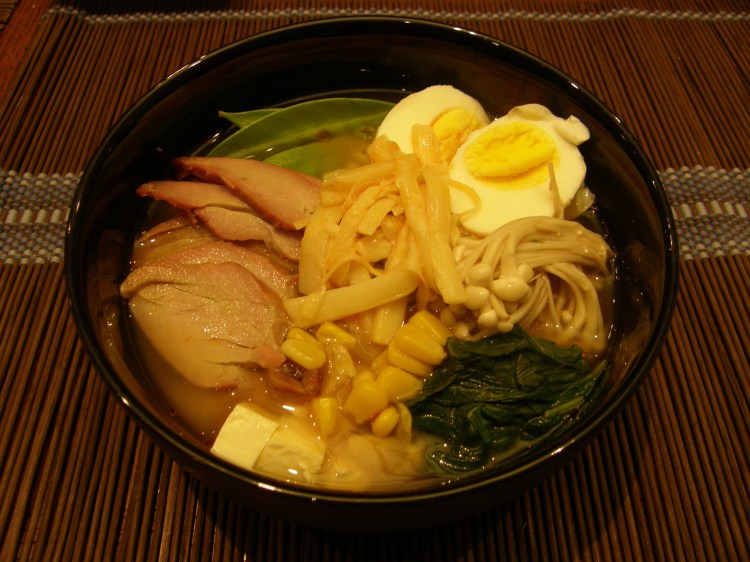 Miso ramen noodles soup