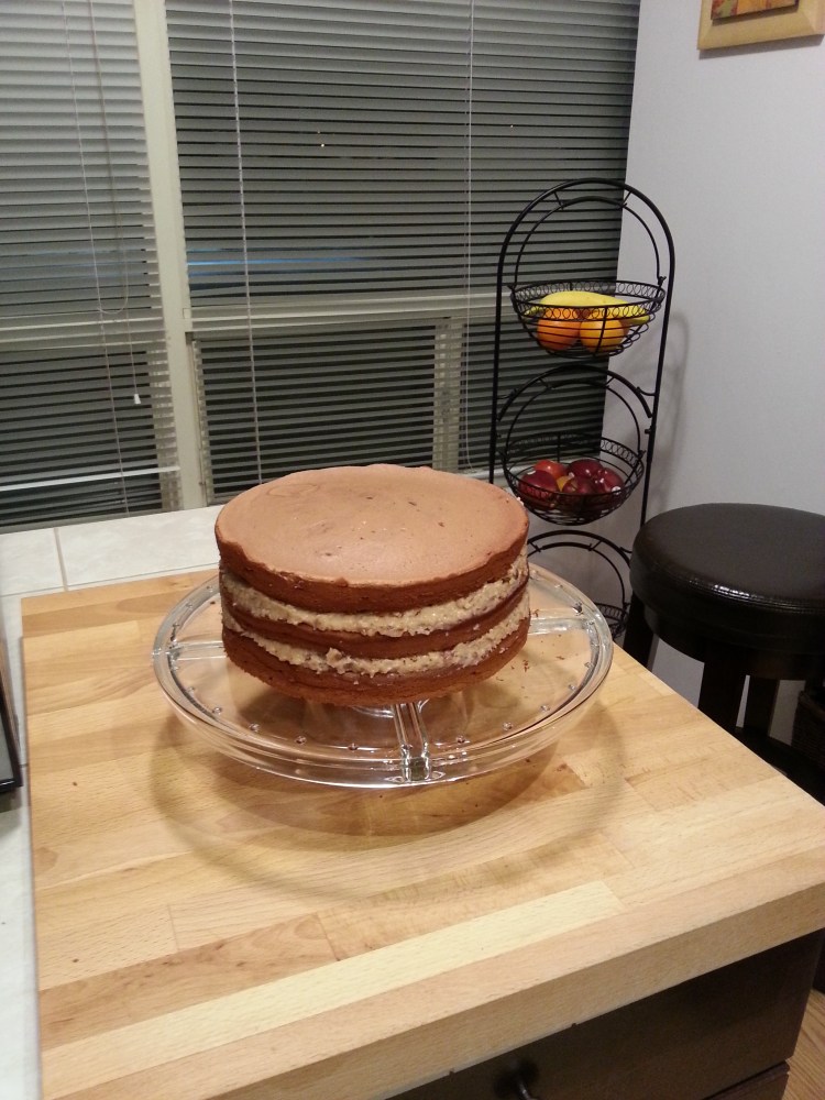 German chocolate cake with coconut -pecan filling-1