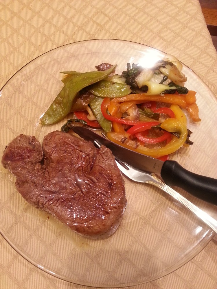 Beef tenderloin and stir fry vegetables with Ponzu sauce-2