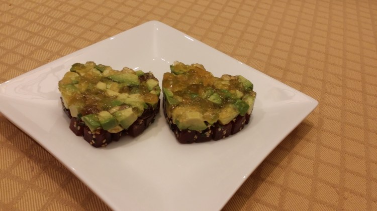 Tuna tartare with yuzu gelee